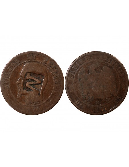 NAPOLEON III - 10 CENTIMES 1856 B ROUEN - CONTREMARQUE