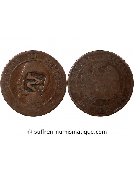 NAPOLEON III - 10 CENTIMES 1856 B ROUEN - CONTREMARQUE