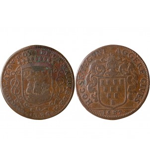 MAIRE DE NANTES - GUILLAUME DE LISLE DE LA NICOLLIERE, JETON CUIVRE 1687 2