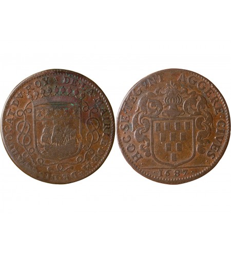 MAIRE DE NANTES - GUILLAUME DE LISLE DE LA NICOLLIERE, JETON CUIVRE 1687