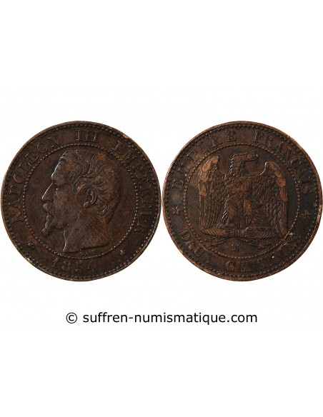 NAPOLEON III - 2 CENTIMES 1854 BB STRASBOURG