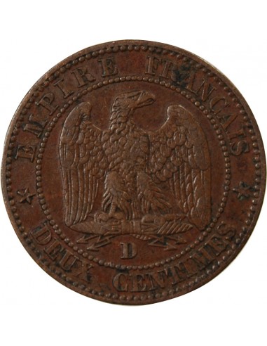 NAPOLEON III - 2 CENTIMES 1855 D LYON - ANCRE Grand D Grand Lion