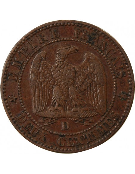 NAPOLEON III - 2 CENTIMES 1855 D LYON - ANCRE Grand D Grand Lion