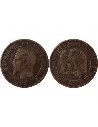 NAPOLEON III - 2 CENTIMES 1855 D LYON - ANCRE Petit D Petit Lion