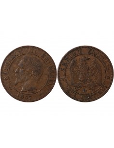 NAPOLEON III - 2 CENTIMES 1857 D LYON - ANCRE Grand Lion 2