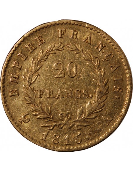 NAPOLEON Ier, CENT JOURS - 20 FRANCS OR 1815 A PARIS