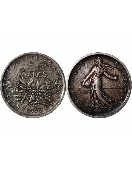 SEMEUSE - 5 FRANCS ARGENT 1959 ESSAI