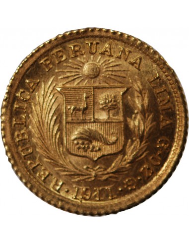 PEROU - 1/5 LIBRA OR 1911 LIMA