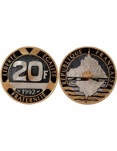 MONT SAINT MICHEL - 20 FRANCS OR ARGENT 1992 "Frappe BE" 2