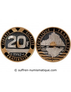 MONT SAINT MICHEL - 20 FRANCS OR ARGENT 1992 "Frappe BE"