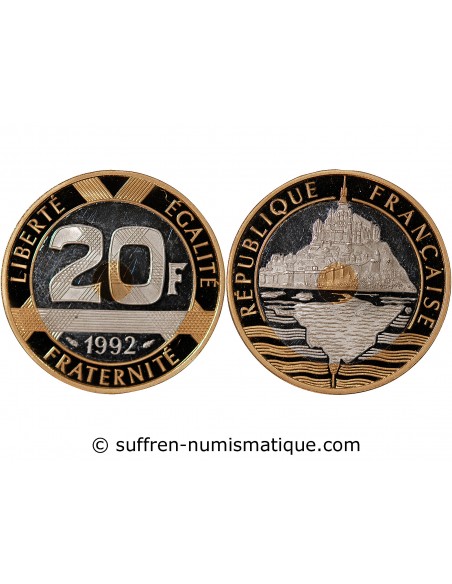 MONT SAINT MICHEL - 20 FRANCS OR ARGENT 1992 "Frappe BE"