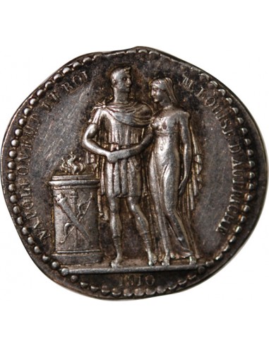 PREMIER EMPIRE - PETITE MEDAILLE ARGENT 1810 - Quinaire du mariage de Napoléon et Marie-Louise