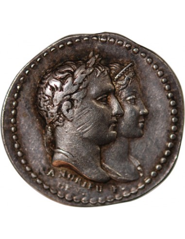 PREMIER EMPIRE - PETITE MEDAILLE ARGENT 1810 - Quinaire du mariage de Napoléon et Marie-Louise