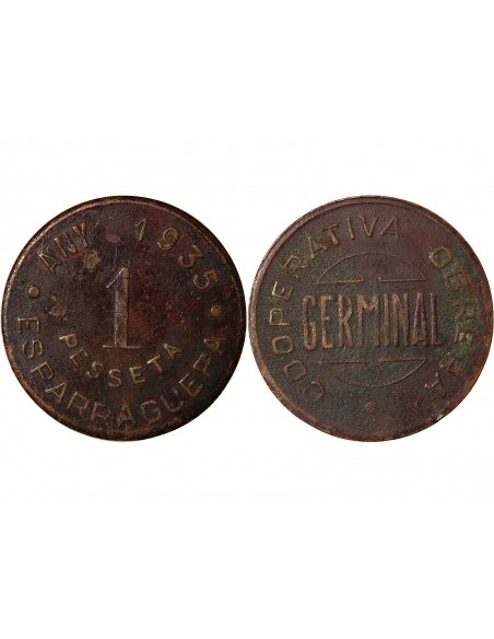 Espagne 1 peseta Cuivre 1935