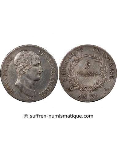 BONAPARTE Ier CONSUL﻿ - 5 FRANCS ARGENT AN XI A PARIS