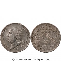 LOUIS XVIII - 5 FRANCS ARGENT 1822 W LILLE