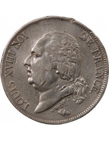 LOUIS XVIII - 5 FRANCS ARGENT 1822 W LILLE