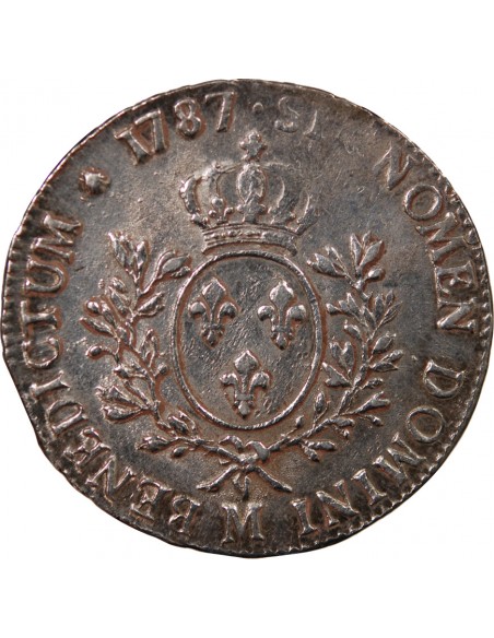 LOUIS XVI - ÉCU ARGENT AUX BRANCHES D'OLIVIER 1787 M TOULOUSE