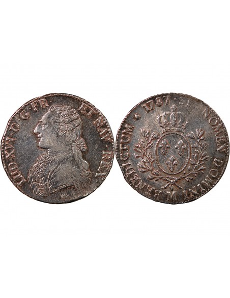 LOUIS XVI - ÉCU ARGENT AUX BRANCHES D'OLIVIER 1787 M TOULOUSE
