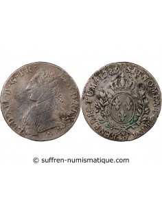 LOUIS XVI - ÉCU ARGENT AUX BRANCHES D'OLIVIER 1789 R ORLEANS