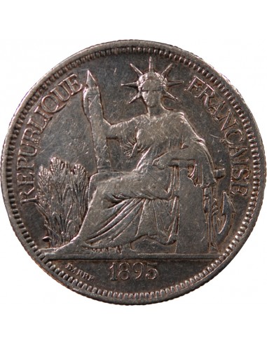 INDOCHINE FRANCAISE - PIASTRE DE COMMERCE ARGENT 1895 PARIS