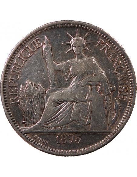 INDOCHINE FRANCAISE - PIASTRE DE COMMERCE ARGENT 1895 PARIS