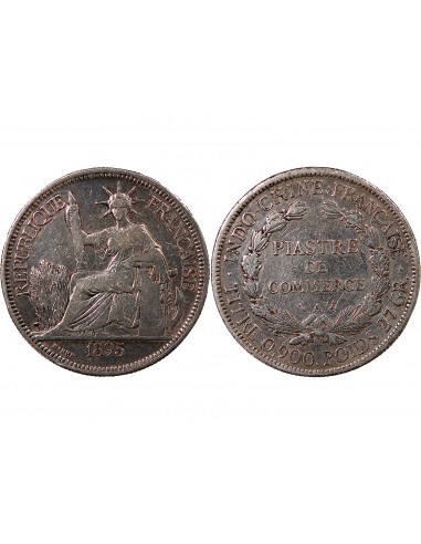 INDOCHINE FRANCAISE - PIASTRE DE COMMERCE ARGENT 1895 PARIS