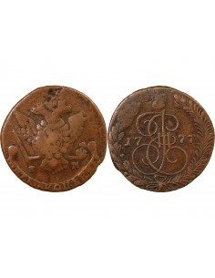 RUSSIE, CATHERINE II - 5 KOPECKS 1777 EM 2