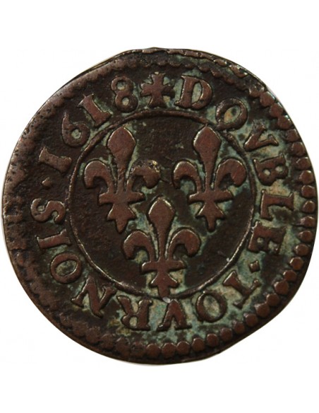 LOUIS XIII - DOUBLE TOURNOIS 1618 D LYON