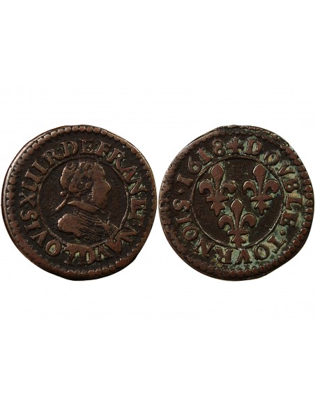 LOUIS XIII - DOUBLE TOURNOIS 1618 D LYON