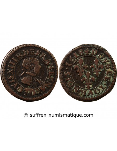 LOUIS XIII - DOUBLE TOURNOIS 1618 D LYON