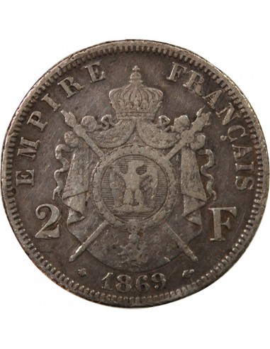 NAPOLEON III - 2 FRANCS ARGENT 1869 A PARIS