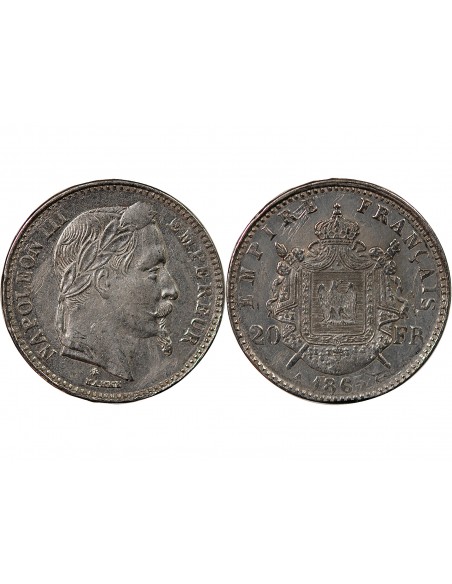 NAPOLEON III - 20 FRANCS PLATINE 1865 A PARIS - FAUX D'EPOQUE