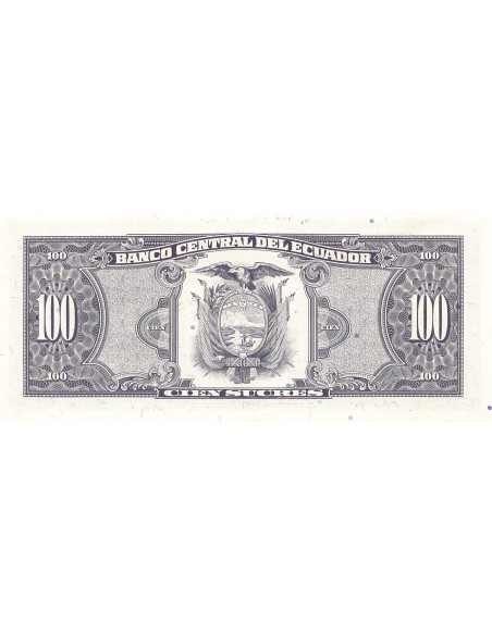 EQUATEUR, SIMON BOLIVAR - 100 SUCRES 1992 - SPL