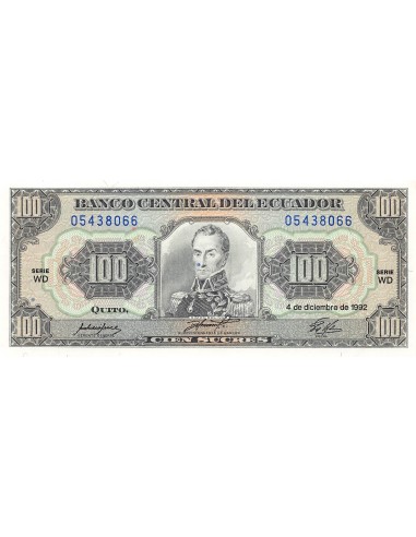 EQUATEUR, SIMON BOLIVAR - 100 SUCRES 1992 - SPL