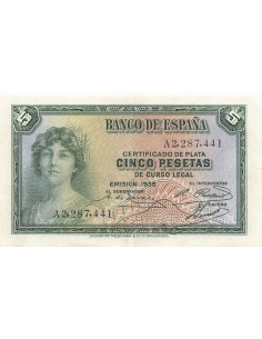 ESPAGNE - 5 PESETAS 1935 - TTB+ 2