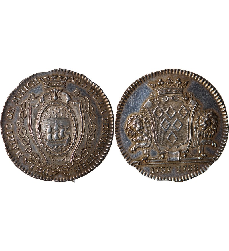 MAIRE DE NANTES - PIERRE RICHARD DE LA PERVENCHERE JETON ARGENT 1788