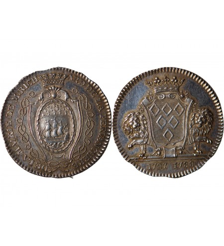 MAIRE DE NANTES - PIERRE RICHARD DE LA PERVENCHERE JETON ARGENT 1788