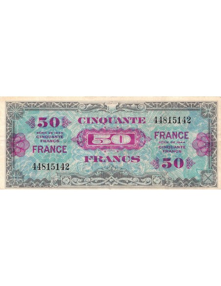 IMPRESSION AMERICAINE, FRANCE - 50 FRANCS 1944 SANS SERIE - TB+