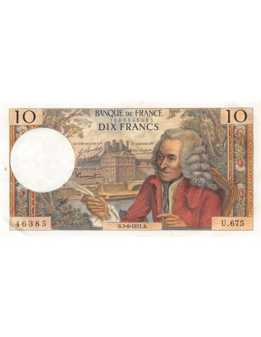 FRANCE, VOLTAIRE - 10 FRANCS 03/06/1971 - SÉRIE U.675 - SUP+