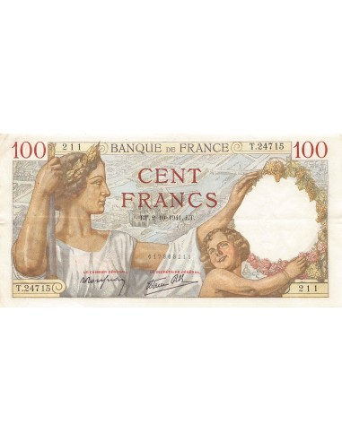 FRANCE, SULLY - 100 FRANCS 02/10/1941 - TTB+