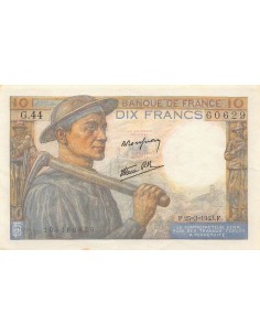 FRANCE, MINEUR - 10 FRANCS 25/03/1943 - SÉRIE G.44 - PSUP 2