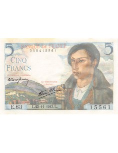 FRANCE - 5 FRANCS BERGER 25/11/1943 - SÉRIE E.83 - SPL