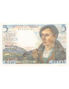 FRANCE - 5 FRANCS BERGER 23/12/1943 - SÉRIE N.110 - P.NEUF 2