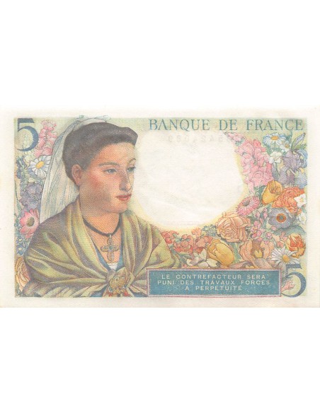 FRANCE - 5 FRANCS BERGER 25/11/1943 - SÉRIE E.83 - P.NEUF