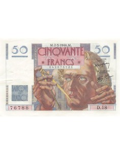 FRANCE - 50 FRANCS LE VERRIER 02/05/1946 - SÉRIE D.18 - PSUP 2