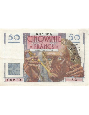 FRANCE - 50 FRANCS LE VERRIER 14/03/1946 - SÉRIE S.2 - TTB+