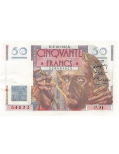FRANCE - 50 FRANCS LE VERRIER 02/10/1947 - SÉRIE P.91 - TTB+
