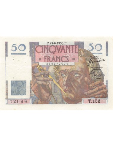 FRANCE - 50 FRANCS LE VERRIER 29/06/1950 - SÉRIE T.156 - TTB+