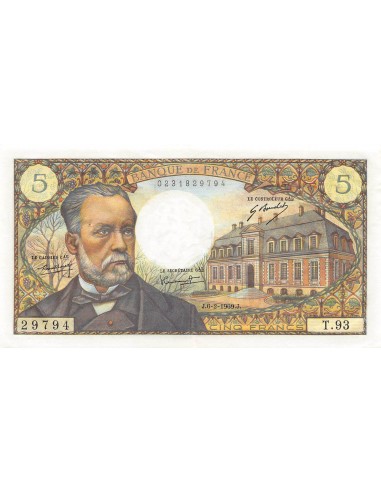 FRANCE, LOUIS PASTEUR - 5 FRANCS 06/02/1969 - SÉRIE T.93 - TTB+
